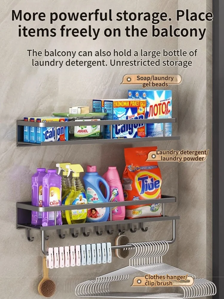 60CM Aluminum Bathroom Shelf Shampoo Rack Storage Holder Kitchen Organizer Wall Rack for Installation