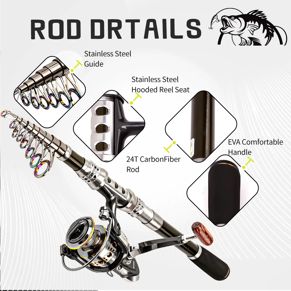 Carbon Telescopic Fishing Rod & Reel Set 3