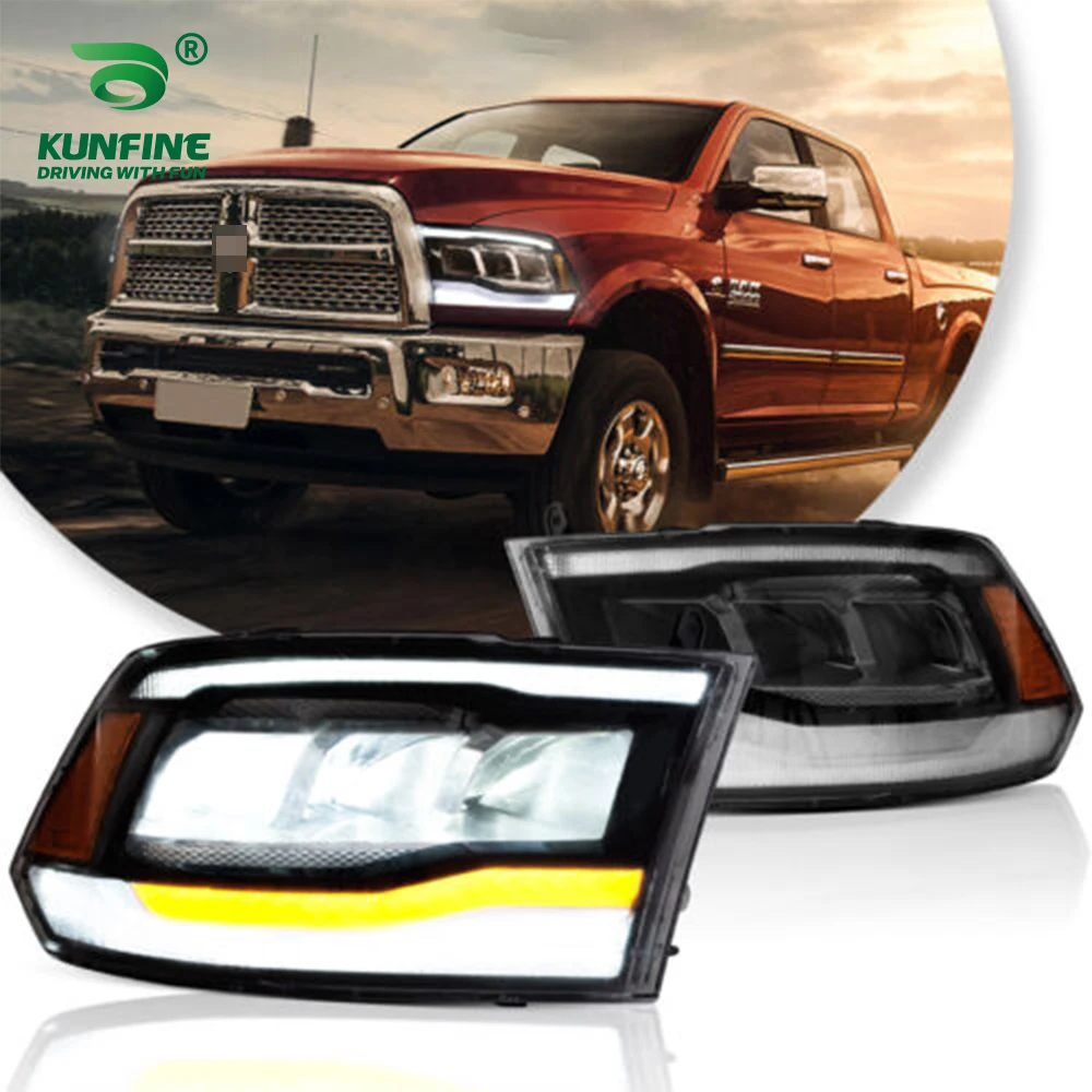 

KUNFINE Car Styling Pair Of Car Headlight Assembly For Dodge Ram 2009-2018 LED Head Lamp Car Tuning Light Parts Plug And Play