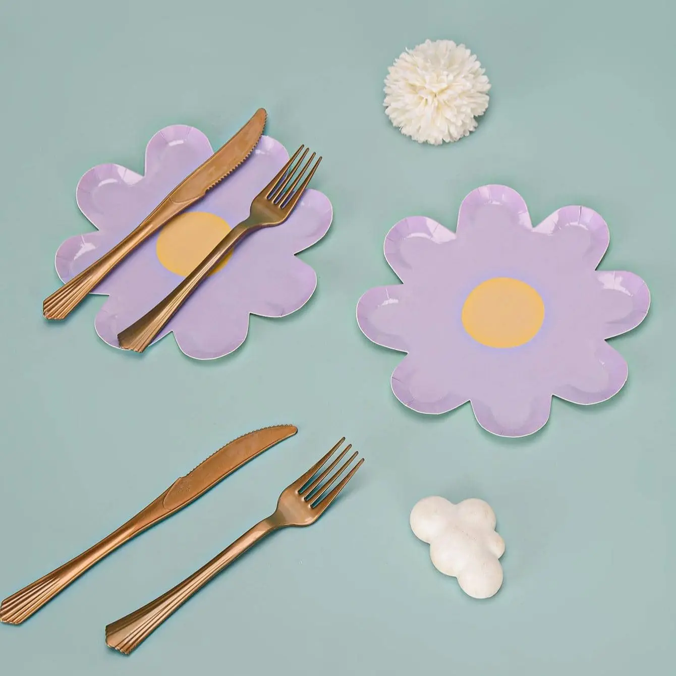 Disposable Tableware 10pcs Daisy Tableware Disposable Dining Cake Plate Kids Birthday Party Baby Shower Wedding Decoration