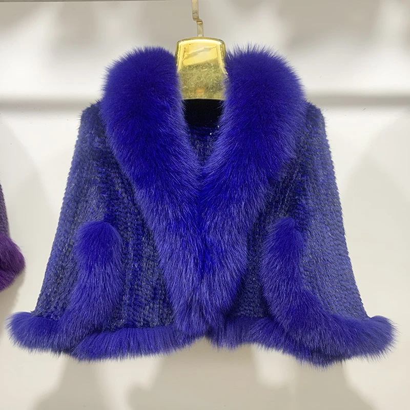 الخريف الشتاء السيدات حقيقية محبوك فرو المنك شالات...