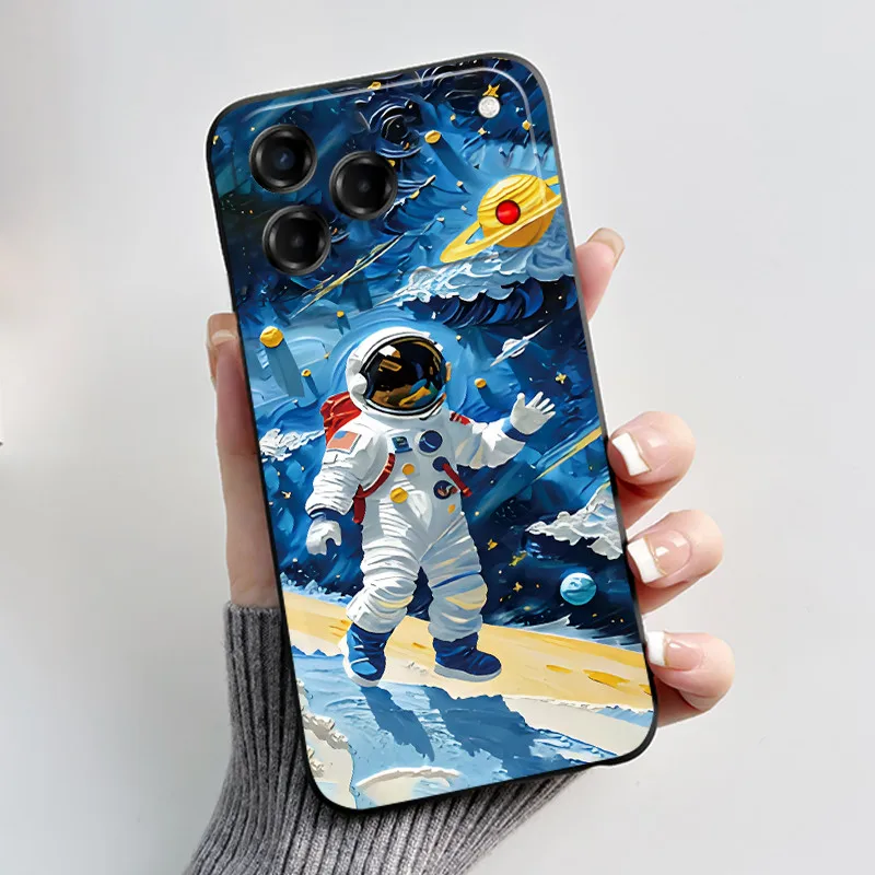 Aesthetic Cute Cat Cartoon Black Soft Silicone Shockproof Phone Case
