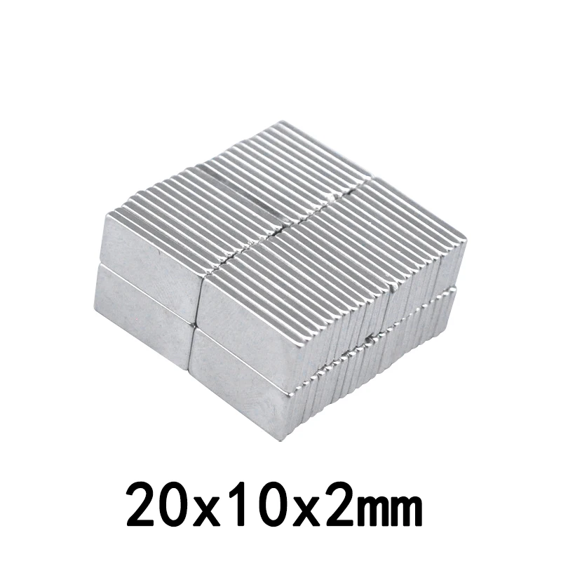 20/30/50 Pz 20X10X2Mm Ndfeb Terre Rare Magnete Blocco Magneti Rettangolari 20X10X2Mm N35 Magnete Permanente Al Neodimio 20*10*2Mm