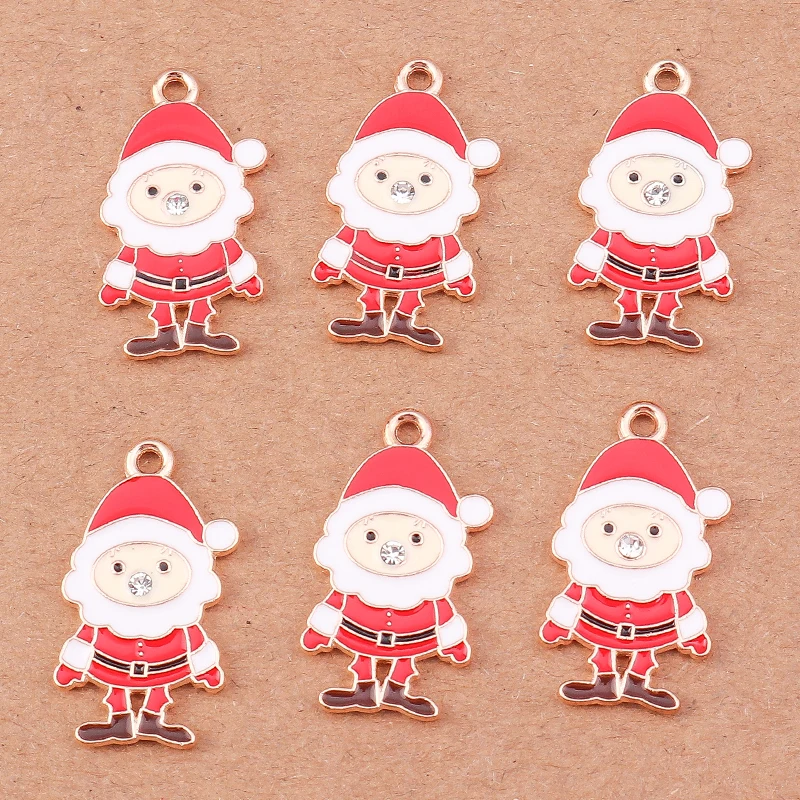 10 stücke 15x26mm Emaille Weihnachts strumpf Charms Anhänger für Schmuck Herstellung Ohrringe Halskette DIY Armband Zubehör liefert – Detail 20