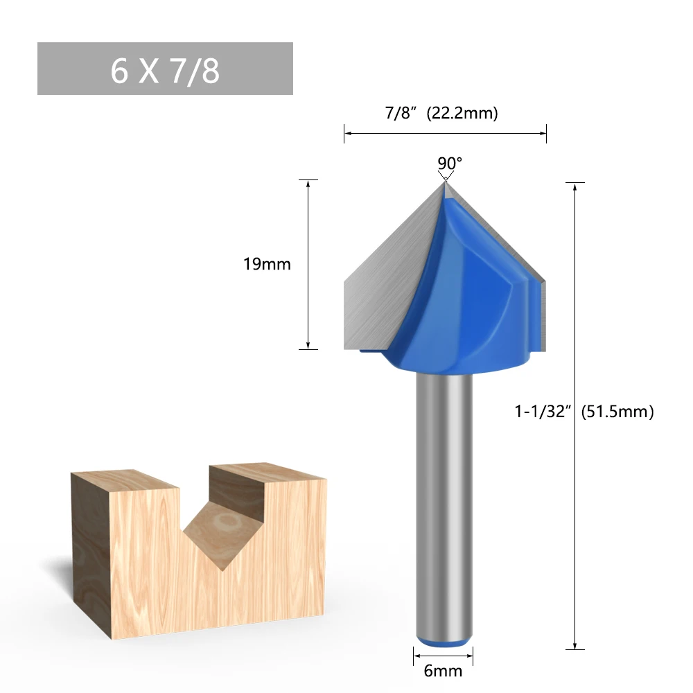 LAVIE 1 Stück 6mm 1/4 Zoll Schaft 90° V-Typ Nutfräser Gravur- und Nutwerkzeuge Fräser-Set Sicherheitsfräser MC09120S06 – Detail 8