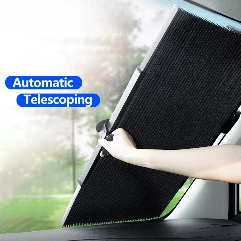 차량용 개폐식 앞 유리 선 쉐이드 커튼, 자외선 차단 햇빛가리개 커버, 개인 정보 보호, 여름 냉방