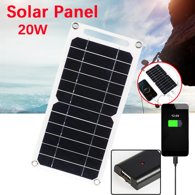 NEW 20W 5V USB Solar Panel Charger Panel Backpack Hiking For PHONE Q7T5 