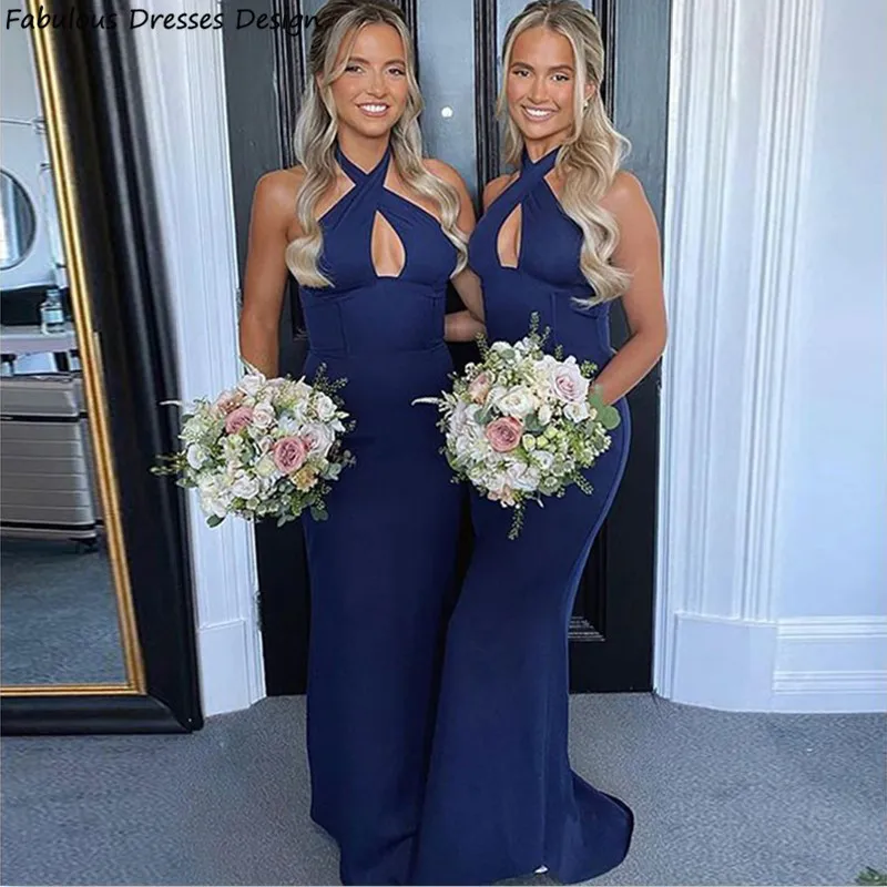 

Женское длинное платье с юбкой годе, темно-синее элегантное платье с открытой спиной и юбкой-годе для гостей свадьбы, платье для выпускного вечера