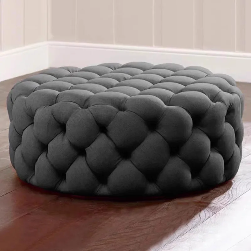 Blue Bedroom Velvet Stool Round Modern Luxury Space Saving Living Room Sofas Cute Unique Pouf Salon Moderne Nordic Furniture