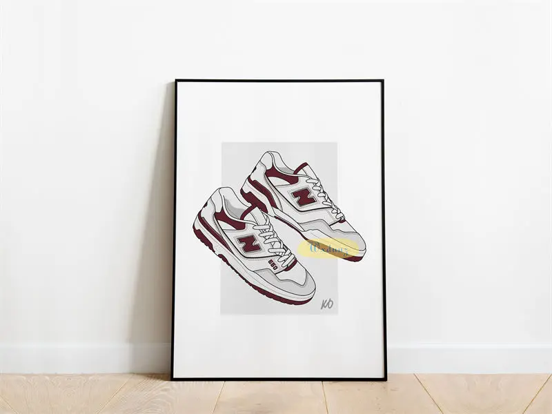 thumbnail image 1 of Póster de zapatillas de deporte de marca de fama mundial para sala de estar, pintura en lienzo moderna, arte para el hogar, decoración de pared, imágenes estéticas, regalos, 1 of 5