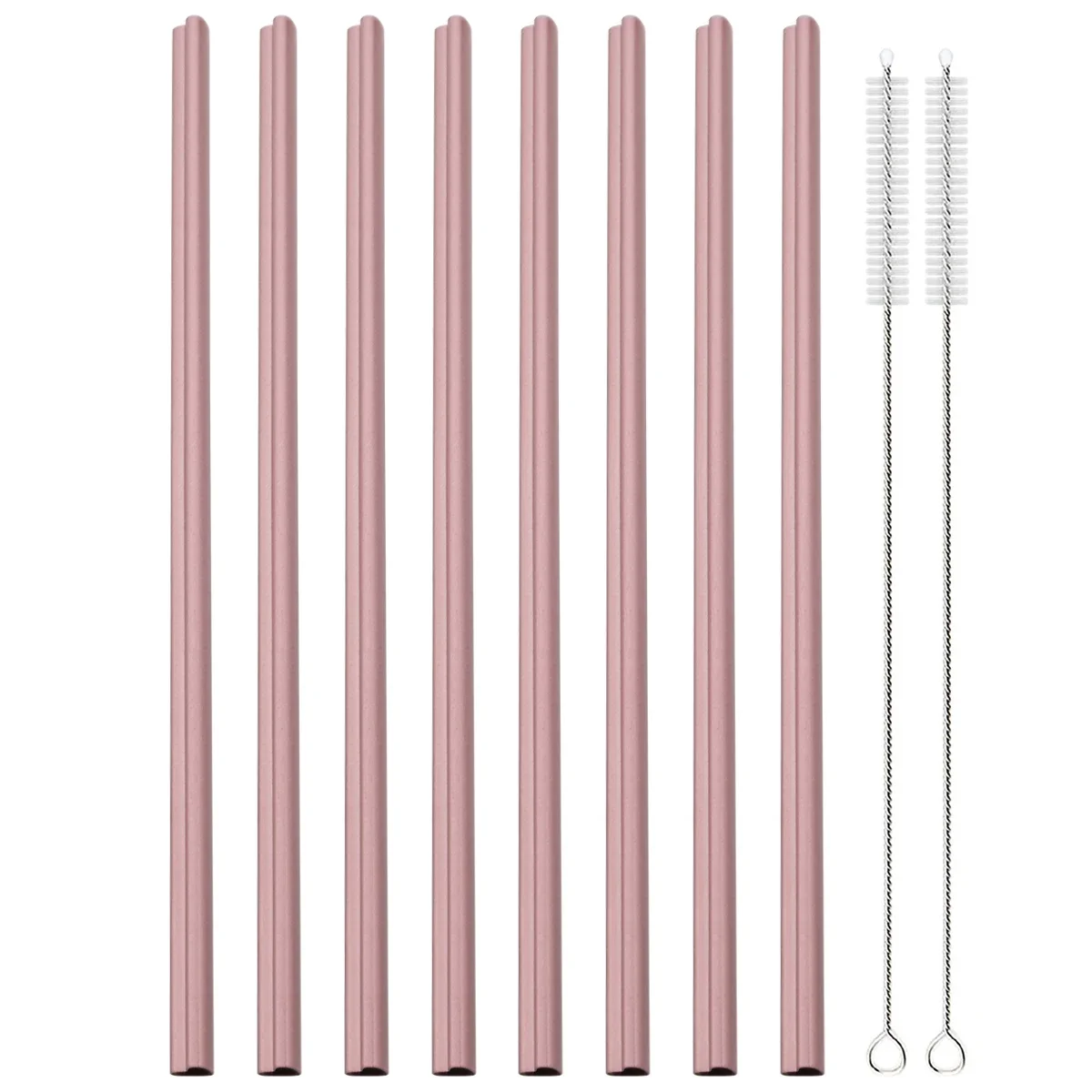 Heart-Shaped Stainless Steel Reusable Straw Set with Cleaning Brush