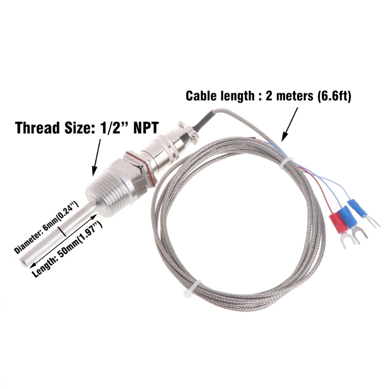 

RTD Pt100 Temperature Probe L 5cm NPT Thread for