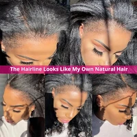 Perruque Lace Front Wig Remy naturelle crépue lisse, cheveux humains, sans colle, pre-à-porter, 4C 5