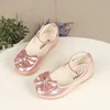 Spring Autumn Kids Leather Shoe Elegant Bowtie Girl Princess Shoes Fashion Causal Wedding Children's Flats Ankle-strap Versatile 2