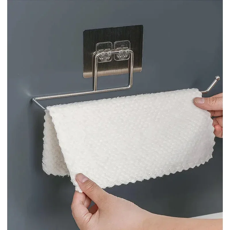 

Self-Adhesive Towel Holder Rack Kitchen Toilet Paper Holder Rack Roll Paper Holder Stand Storage Rack Bathroom Accessories 1 PC