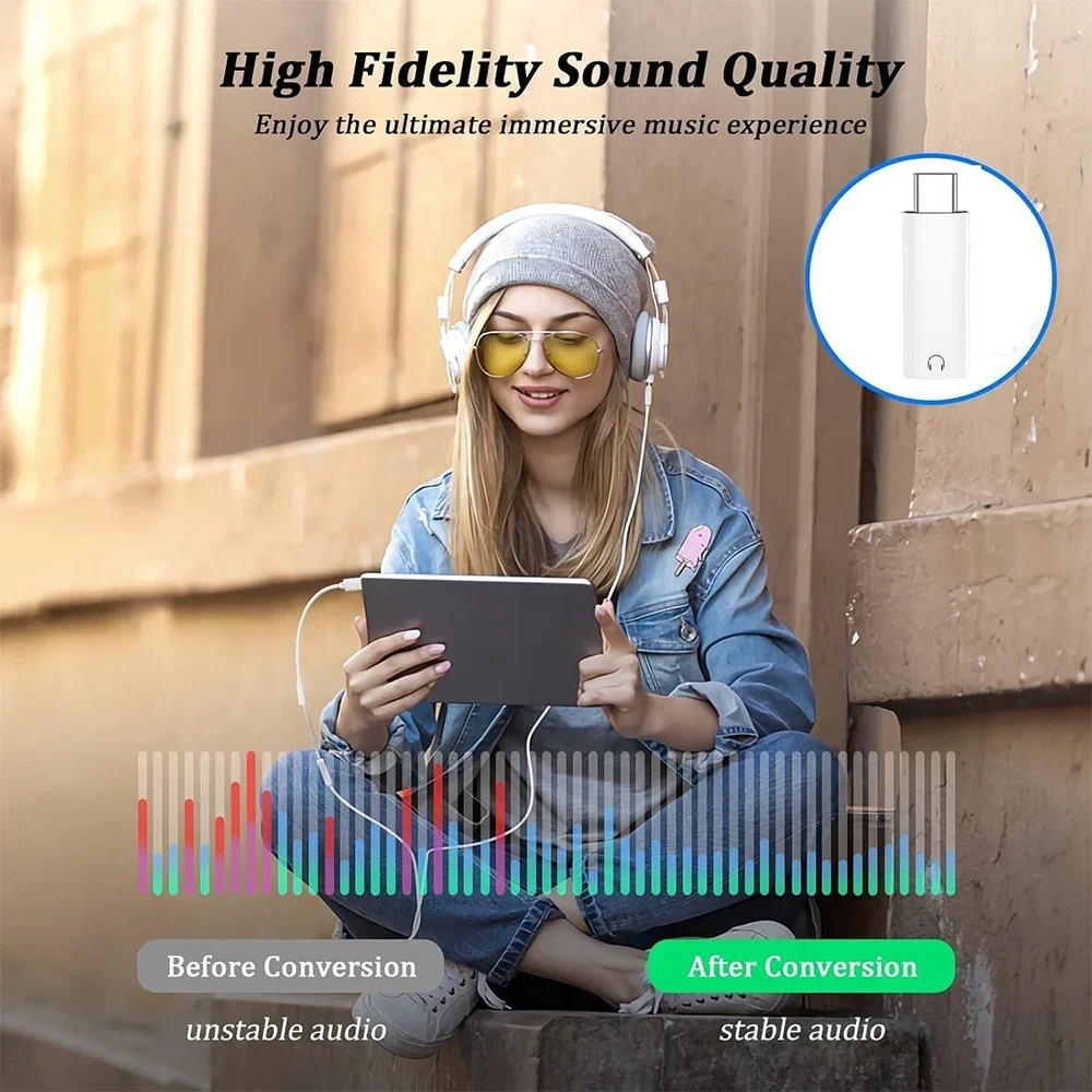 USB-C to 3.5mm Audio Headphone Adapter - High-Fidelity Sound Quality Adapter