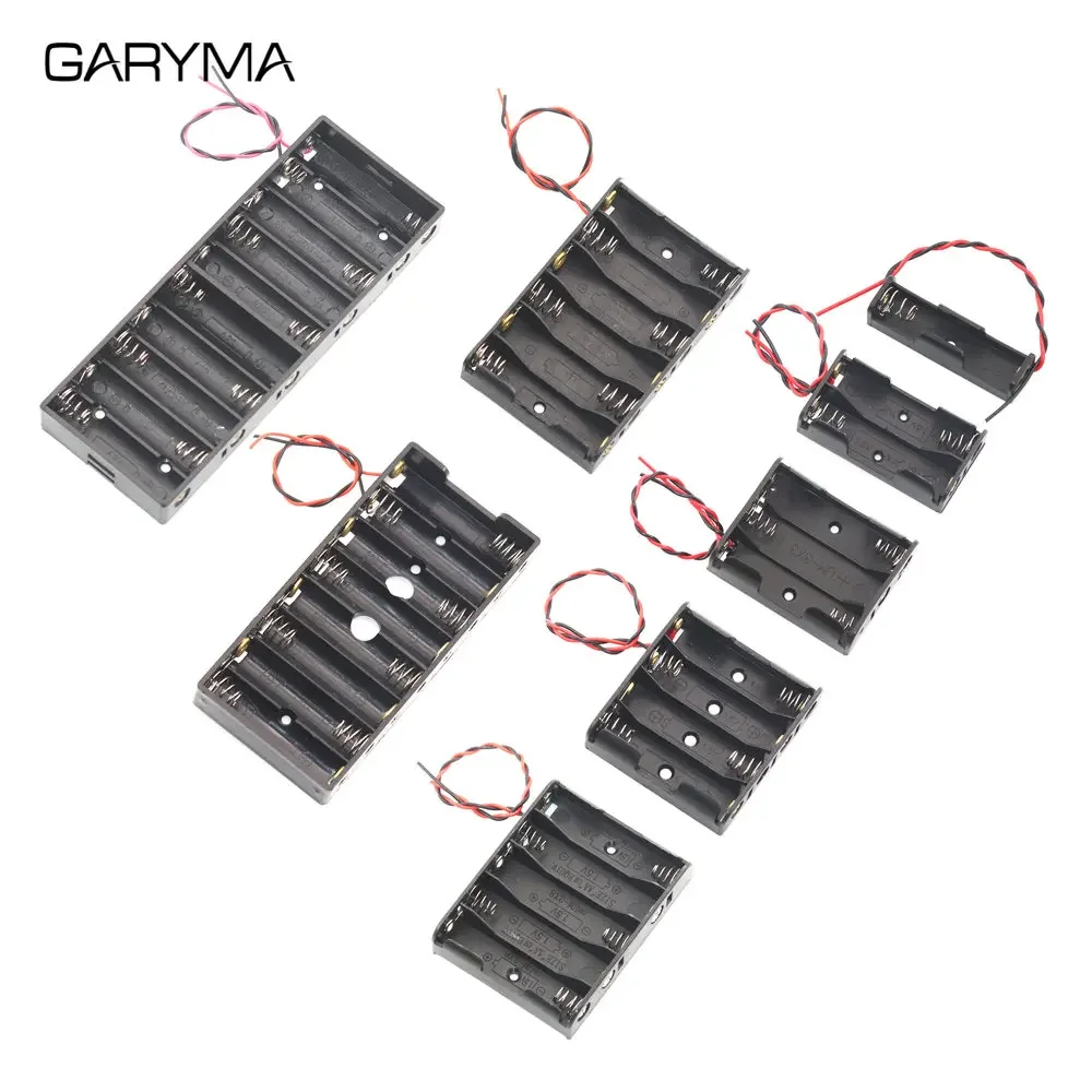 Multi-Slot AA Battery Storage Case with DIY Leads - Black
