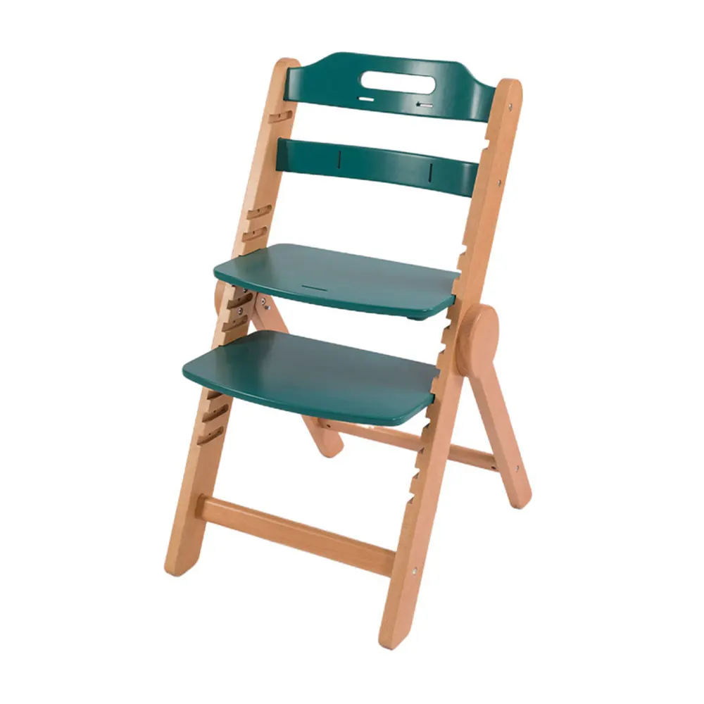 Cadeira alta de madeira para bebê com assento ajustável e apoio para os pés