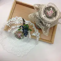 Retro Lace Placemats Handmade Embroidered Table Lace Tablecloth Pastoral Coaster Mat European Bedside Table Placemat Exquisite 3