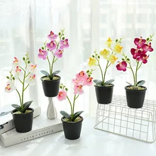 Artificial Flowers Phalaenopsis Bonsai for Decorative Fake Flowers Potted Dry Plastic Flowers Room Home Decor Garden festival