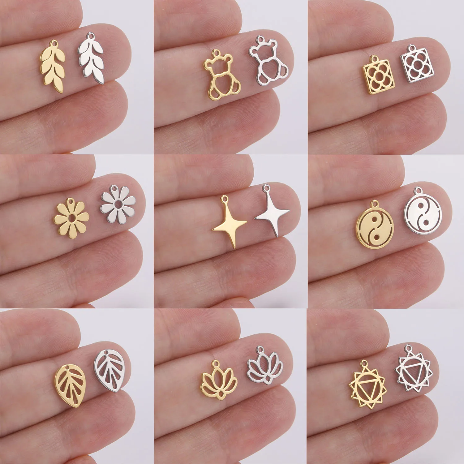COOLTIME 5 teile/los Edelstahl Charms für Schmuck Machen Blätter Stern Lotus Bär Anhänger Halskette Armband DIY Zubehör