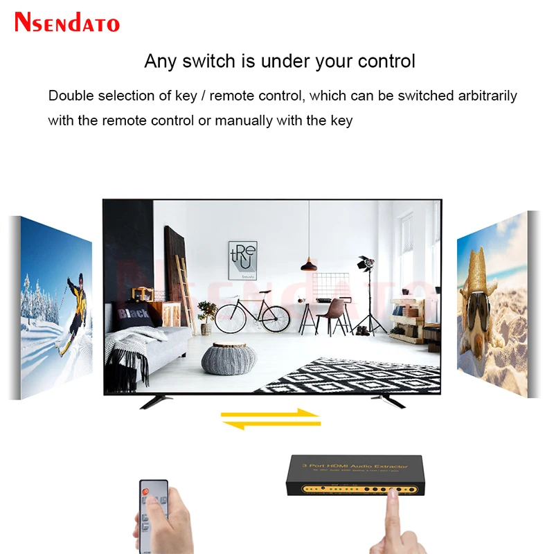 4K HDMI Swith Splitter 3x1 Toslink SPDIF 5.1 Digital 2CH R/L Analog HDMI Audio Extractor Support MHL ARC EDID Set For PS4 TV Box