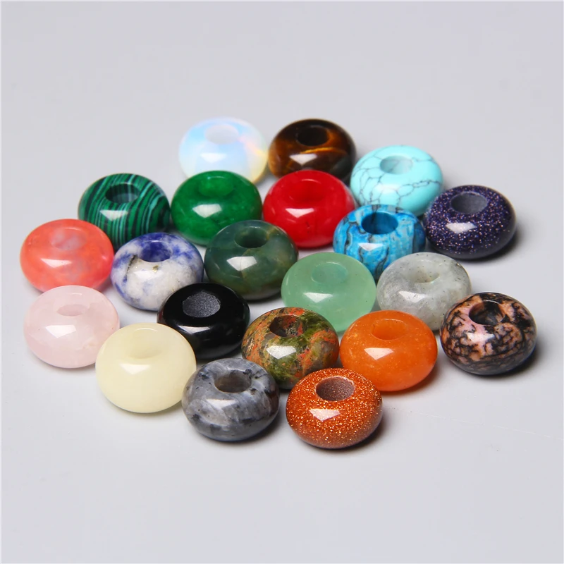 12mm/14mm Big Hole Round Beads Charms Natural Stone Agates Large Hole Beads  for Jewelry Making Necklace Earring Accessories