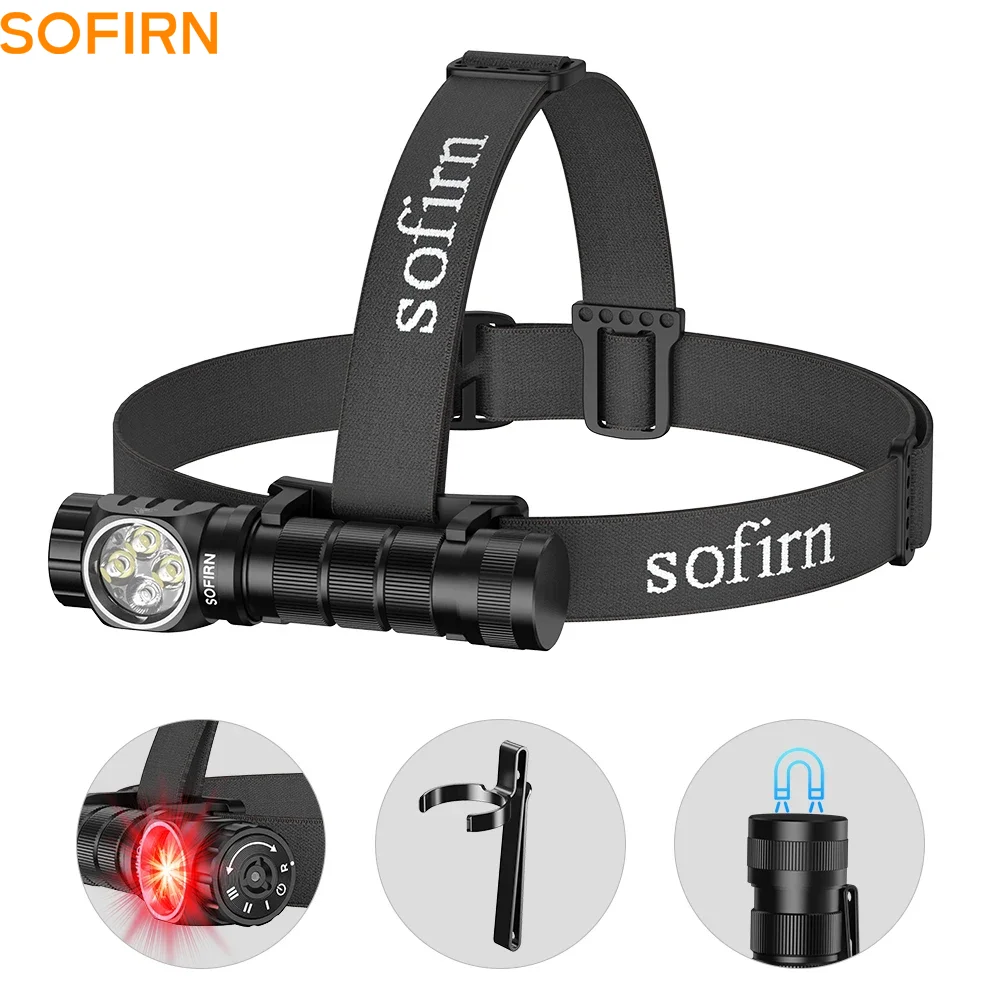 SOFIRN HS43 Outdoor Headlamp 3200 Lumen 660nm Red Light 21700 USB-C Recharge Torch Magnetic Rotary Adjustment Ring Head Light
