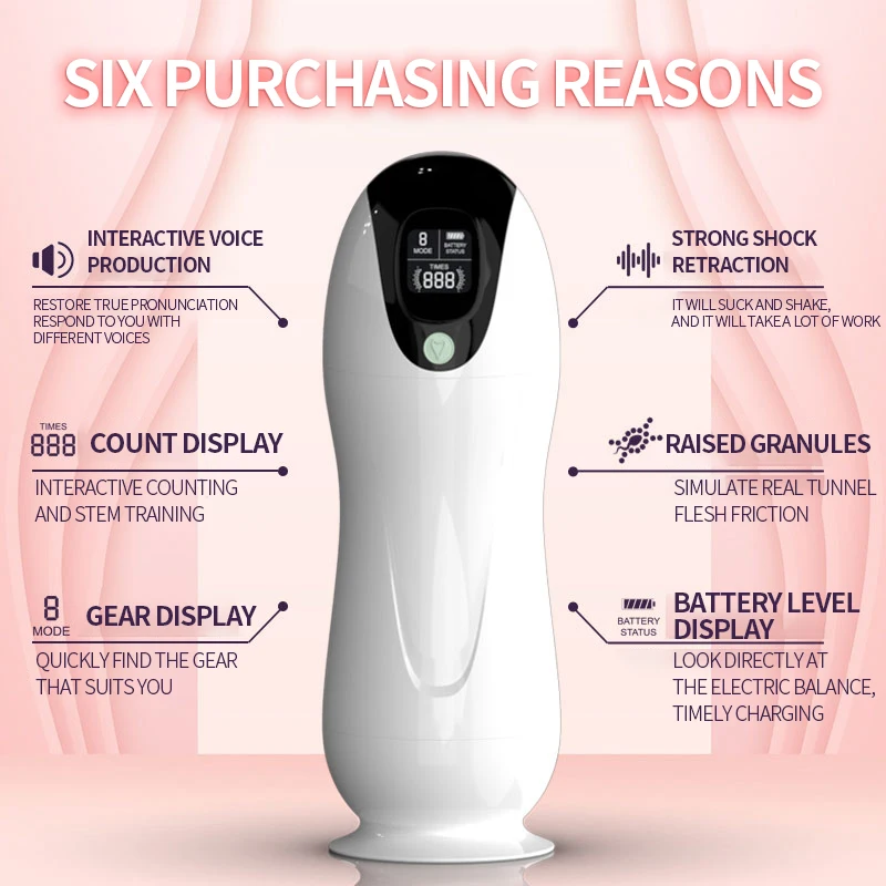 Male Masturbator Male Masturbator Cup Adult Products Men's Automatic Airplane Cup Sucking Telescopic Intelligent Sound Heating Simulation Channel Sex Masturbation