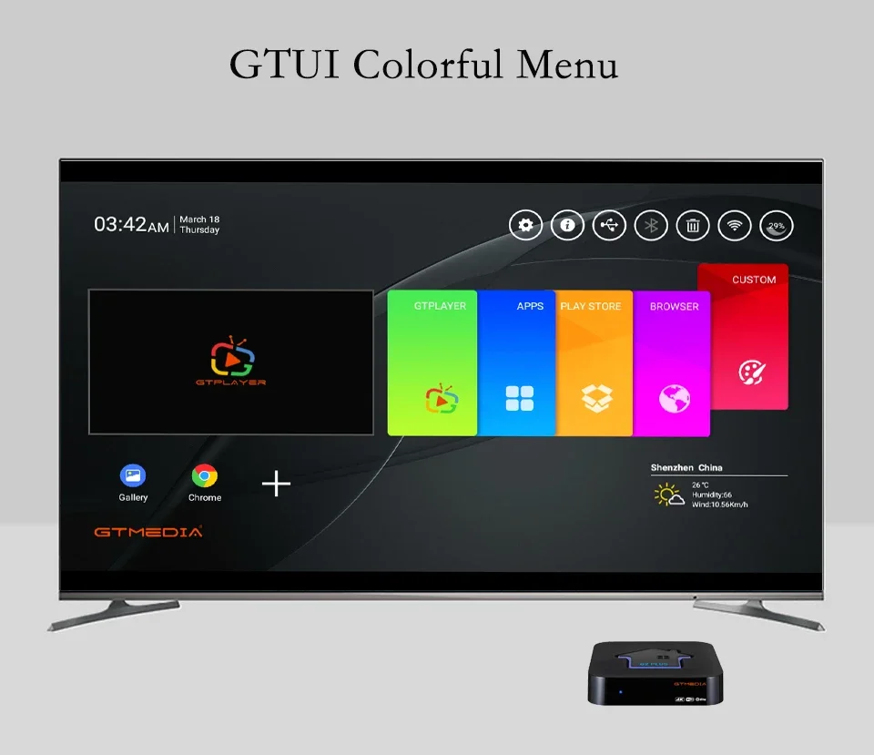 GTMEDIA Ʈ TV ڽ G2 ÷ ȵ̵ 11.0,  ھ, 4K HD, 3D  ̵ ÷̾, Ȩ þ TV  ڽ,  M3U, 2GB, 16GB