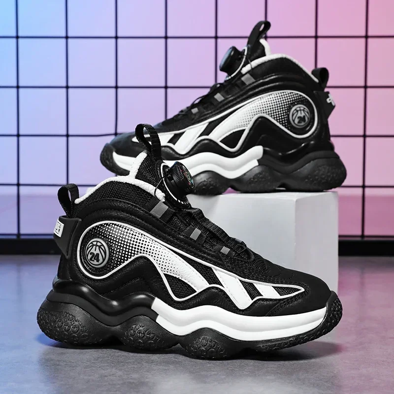 

Brand Children Basketball Shoes for Boys Non-slip Sports Shoes High Top Sneakers for Kids Casual Outdoor Training Athletic Shoes