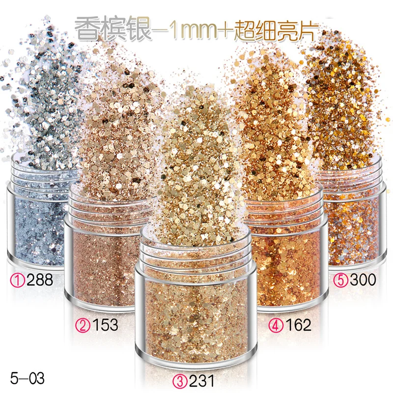 1box 10ml Champagne Gold Silver Christmas Glitter Powder Nail Confetti DIY Crafts Shiny Mermaid Sequins Nail Art Decorations nail art decor sequins for crafts sequins accessories