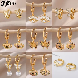 Zircon Butterfly Pendientes Earrings for Women Stainless Steel Gold Color Evil Eye Earring Trend Girl y2k Jewelry aretes mujer