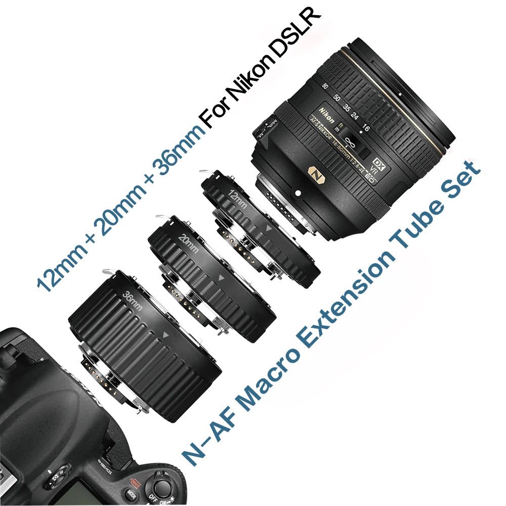 Mcoplus Metal Auto Focus Macro Extensão Anel Tubo para Nikon f Mount D5600 D5300 D5200 D5100 D5000 D3100 D3000 D800 D600 D300s - Image 4