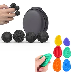 Magnetic Sensory Stress Relief Balls with Textured Silicone Shell (Black 4pcs - stone)