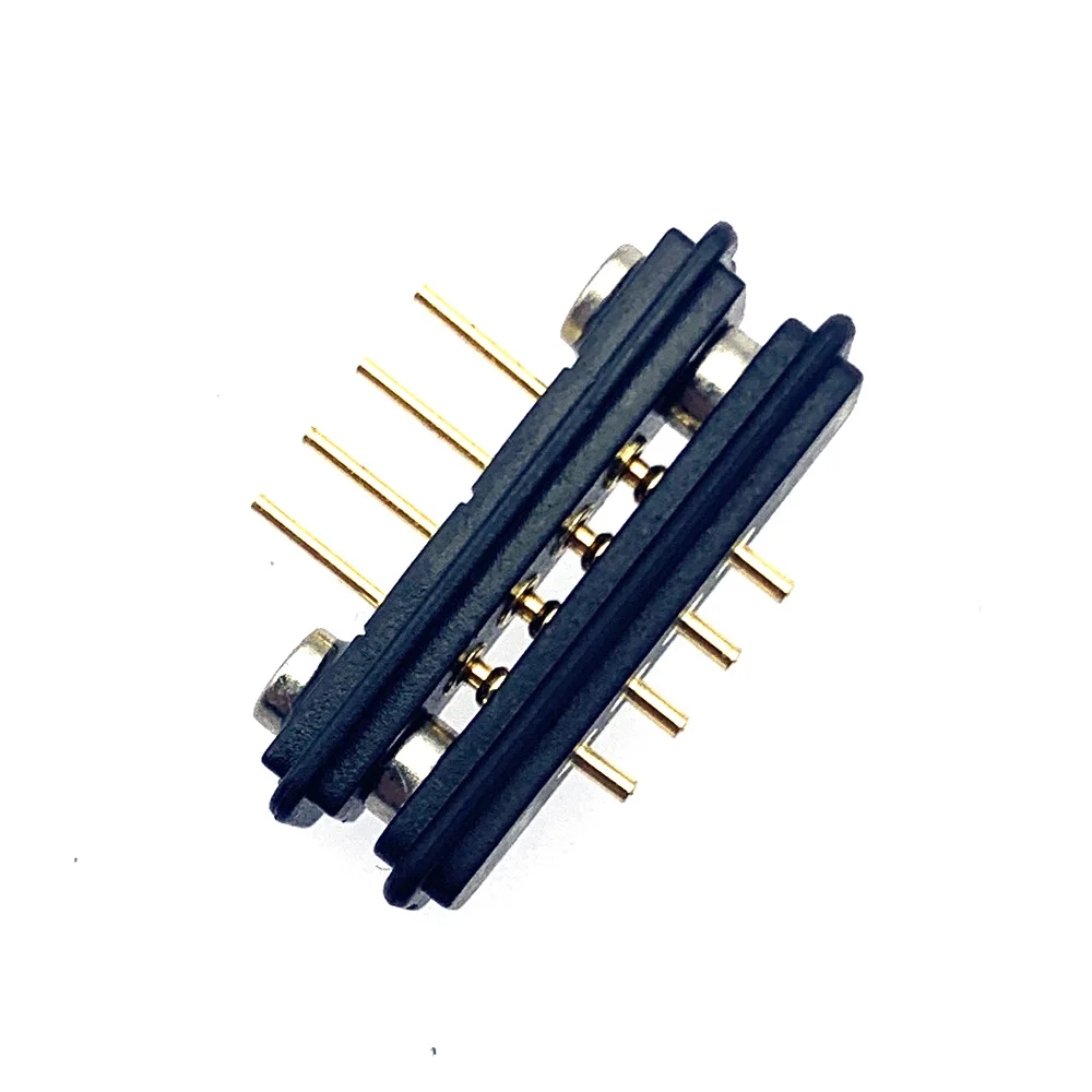 10-30pcs Spring Loaded Magnetic Pogo Pin 4Pins 2.54MM Pitch Vertical Needle Row Through Holes Solder Pair  Female Probe Contact