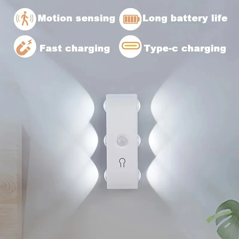 벽걸이형 LED 센서 조명(모션 센서 및 USB 충전 기능 포함) 디밍이 가능한 야간 조명RGB 그라데이션 주변 야간 조명
