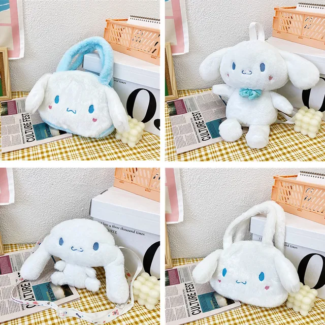 Plush Sanrio Backpack Cinnamoroll Plushie Bag Kawaii Stuffed Animals Bags Anime Stuffed Handbag Backpacks for Girls Soft Toy Kid 1