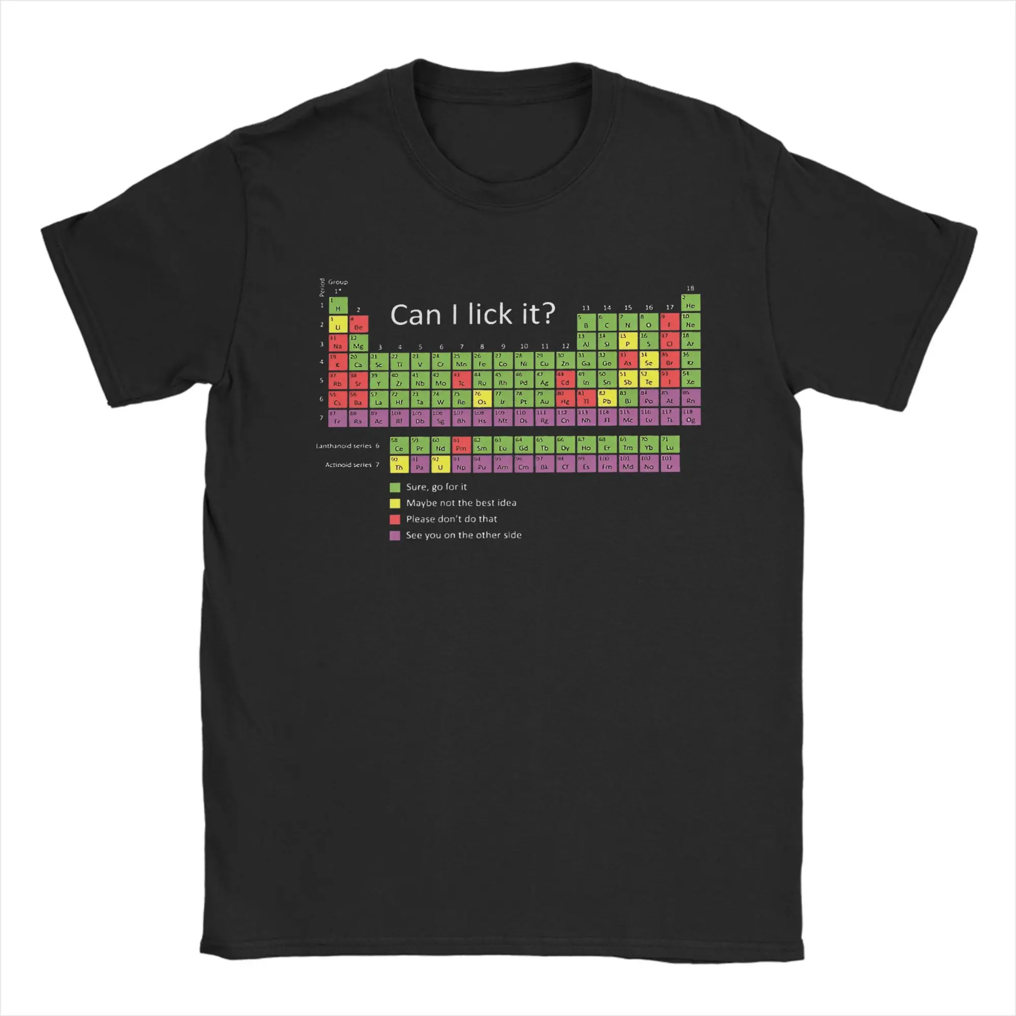 Men's T-Shirts Can I Lick It Humorous Pure Cotton Tees Short Sleeve Funny Periodic Table Jokes Teacher Gift T Shirt Tops Unique