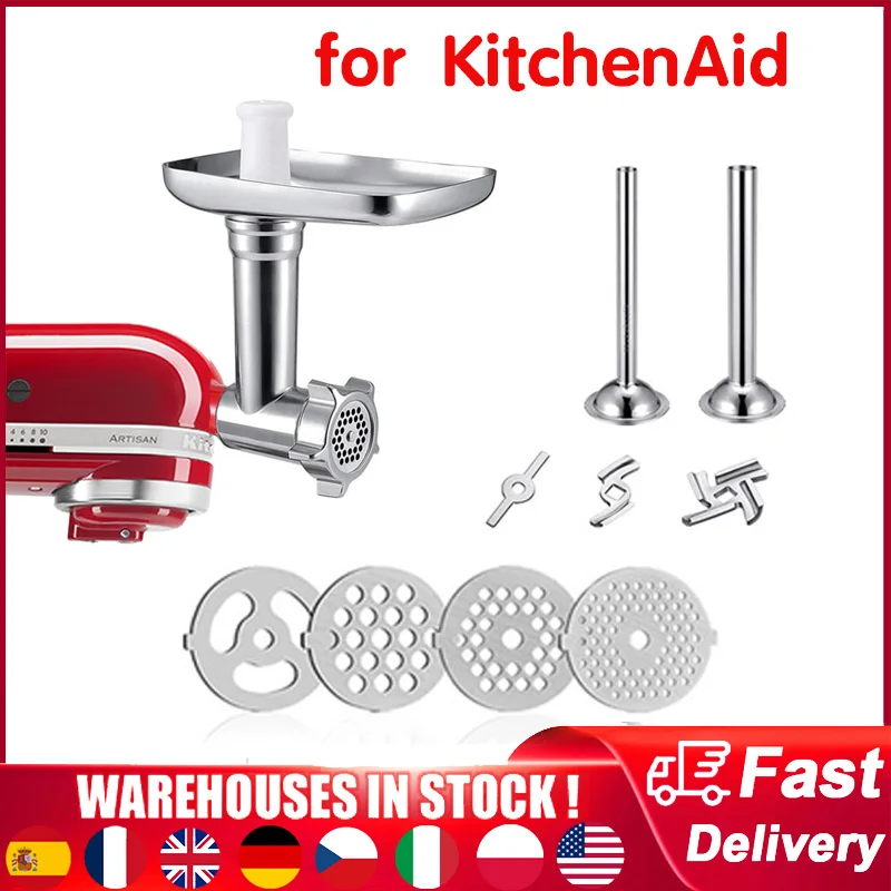 For KitchenAid Stand Blender Meat Grinder Sausage Stuffer Tubes Meat Grinder Blade Metal Food Kitchen Accessories