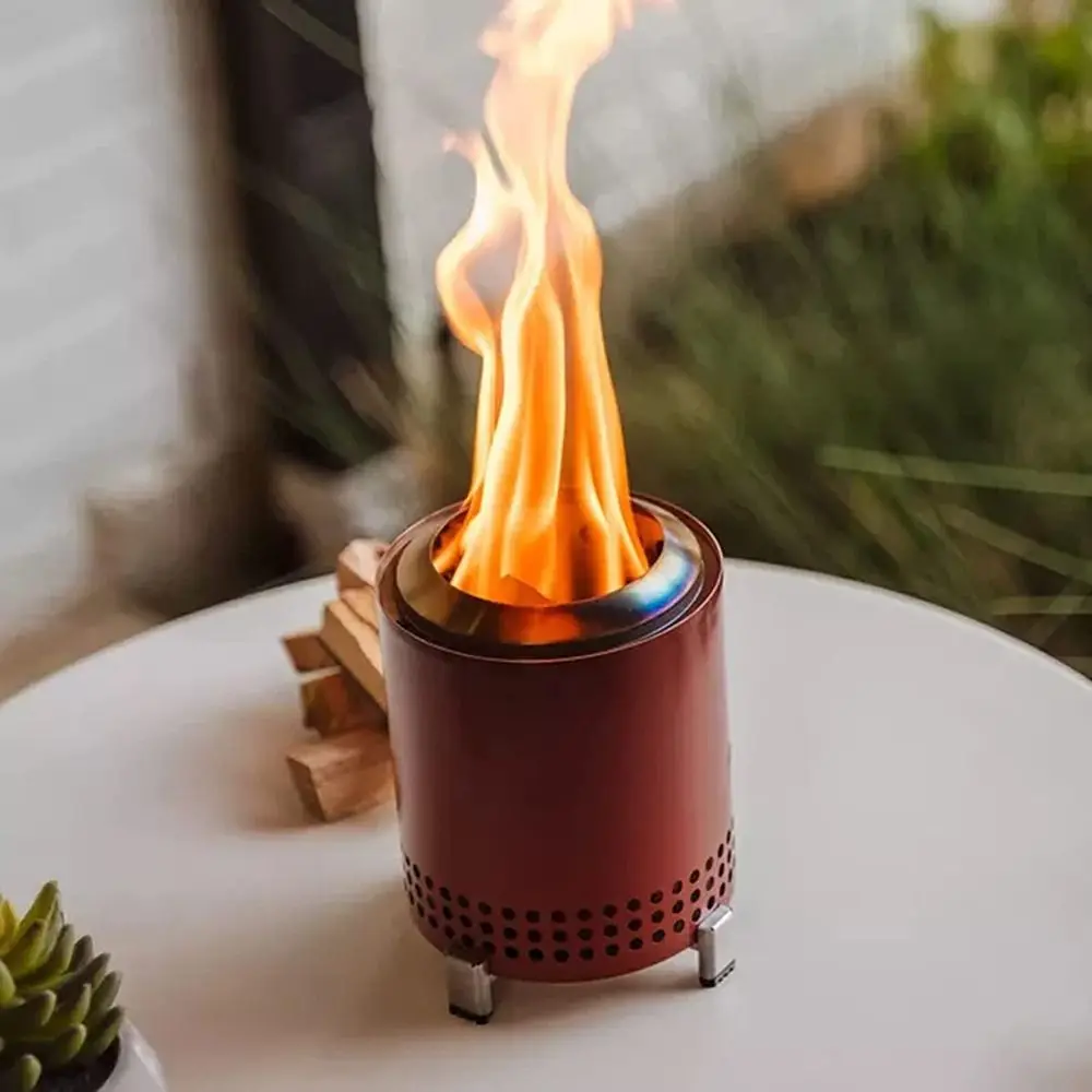 Camping Wood Stove Tabletop Fire Pit with Stand Low Smoke Mini Outdoor