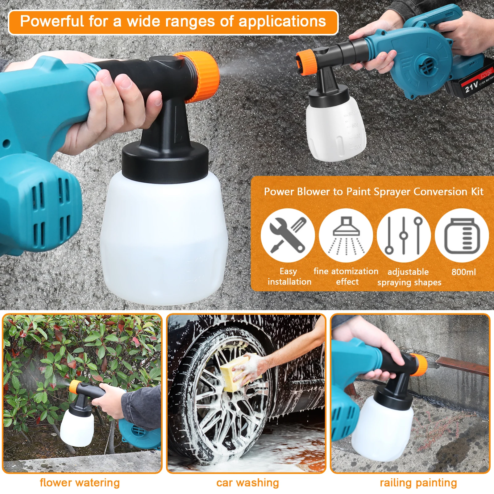 Power Blower Conversion Kit Electric Blowing Machine to Painting Spraying Device Fitting Accessories Set