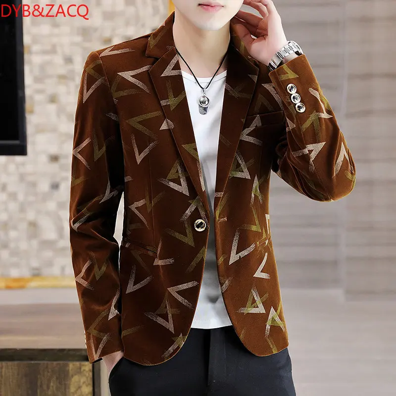 

DYB&ZACQ Spring and Autumn New Small Suit Men's Slim Korean Version Trend Handsome Suit Men's Jacket Coat Khaki Blazer Men