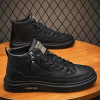 Leather Men's Boots Outdoor Comfor Sneakers Shoes Man Platform Warm Fur Ankle Short Lace Up Boots Fashion Casual Work Shoes Man 4
