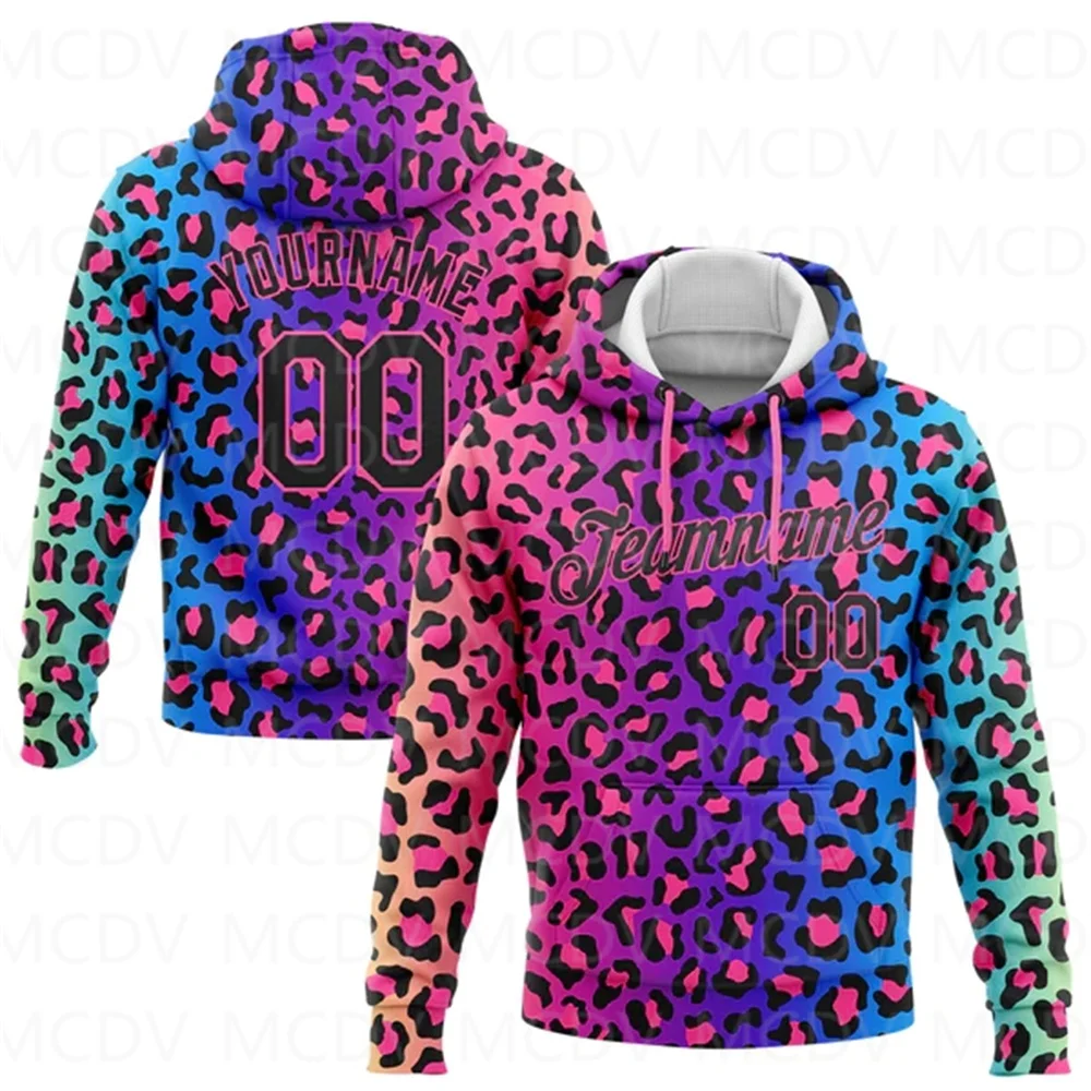 

Purple Black-Pink 3D Pattern Design Leopard Sports Pullover Sweatshirt Hoodie3D Printed Hoodies Unisex Casual Street Tracksuit