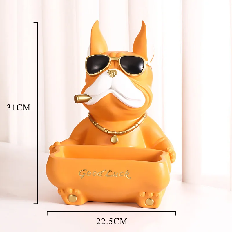 2022 Cool Bulldog Figurines Resin Animal Sculpture Ornaments Storage Room Decor Moden Multifunction Statue For Home Decoration 