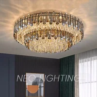 Lustre de plafond en cristal K9 minimaliste de luxe, lumière LED ronde moderne pour chambre à coucher, espace de vie 1