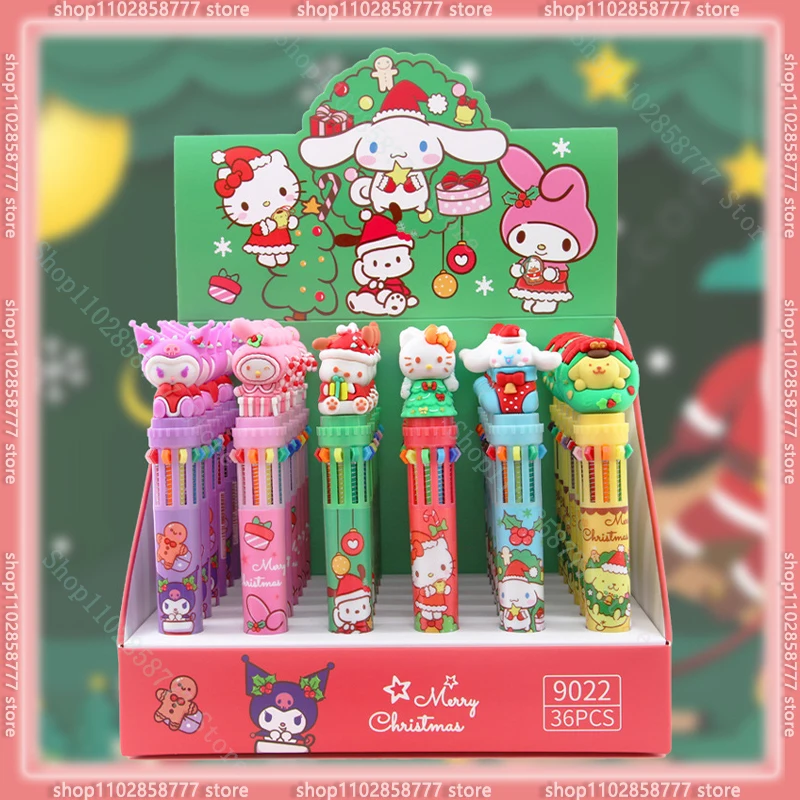 

Sanrio 10 Цветов шариковая ручка мультяшная Рождественская серия креативные Мягкие Резиновые Милые цветные ручные ручки подарочные ручки 0,5 Студенческая канцелярская