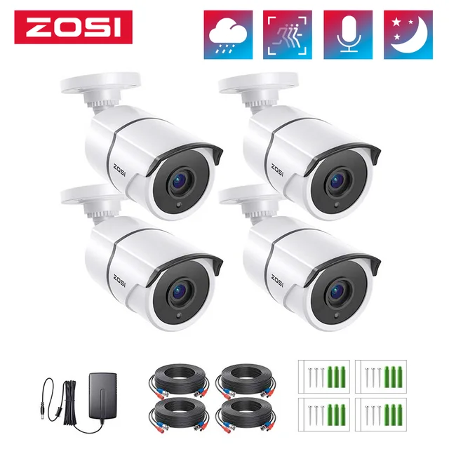 ZOSI 2 Pack 1080P Home Security Cameras with Audio Recording,Built-in  Microphone,1920TVL 2.0MP HD-TVI Surveillance Cameras with 120ft IR Night