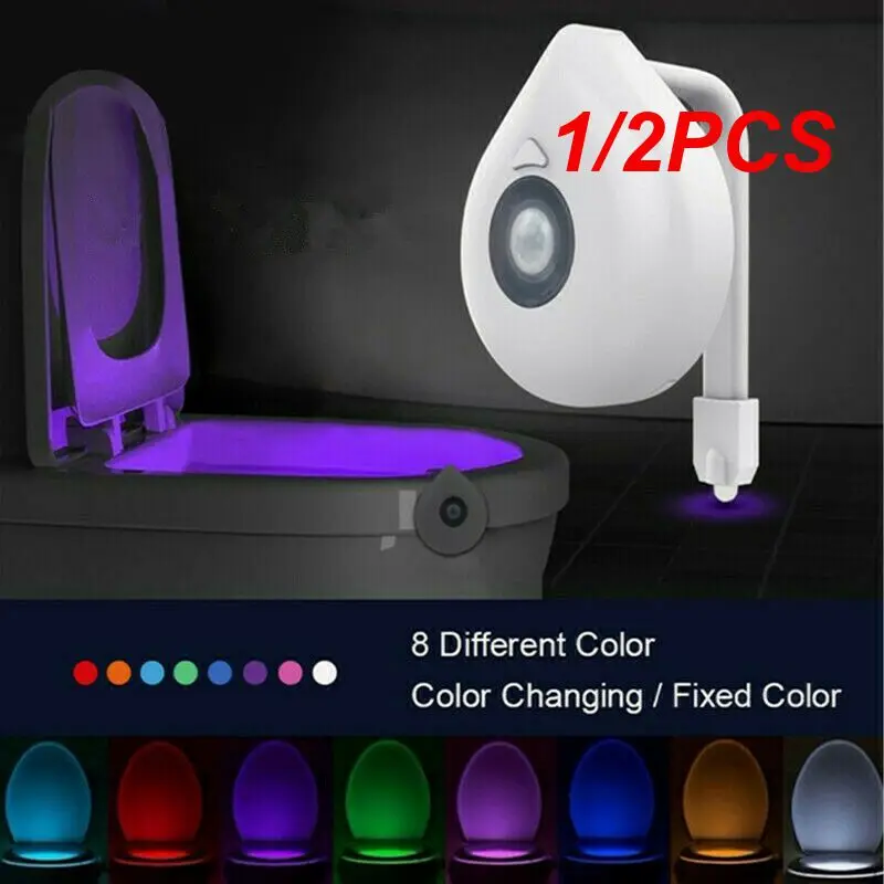 

1/2PCS Toilet Night Light PIR Motion Sensor 8 Colours Toilet Bowl Backlight Motion Sensor Night Light WC Sensor Light Bathroom